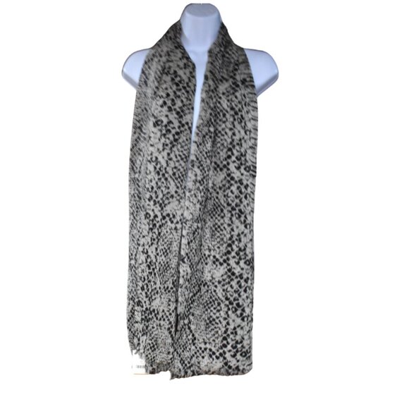 Cole Haan Snake Python Print Fringe Scarf Shawl Wrap New Quiet Luxury Chic - Picture 1 of 10